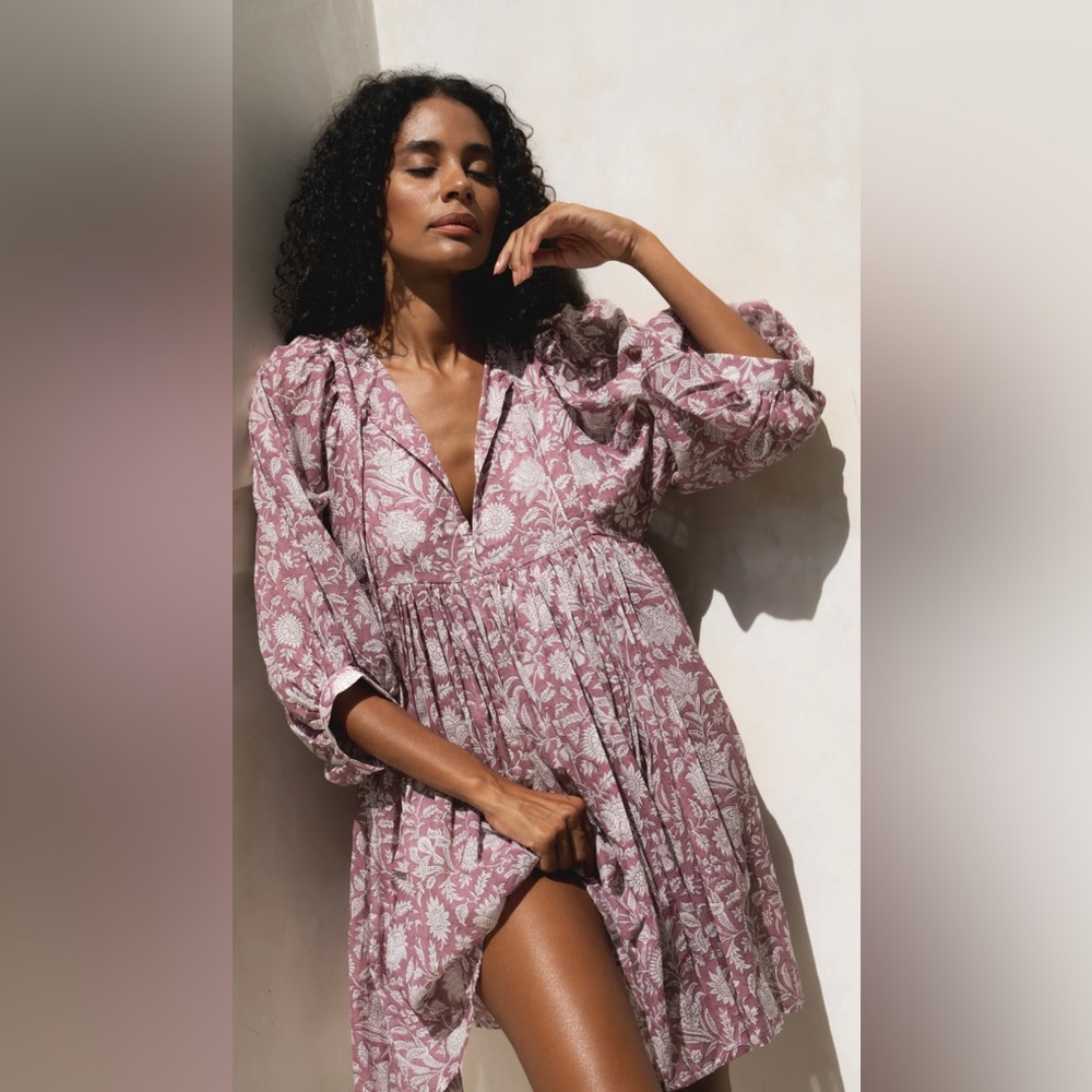 Daughters of India mini dress in musk.